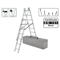 PROTECO 10.66-S-3-07-KR žebřík trojdílný 3x7 s úpravou na schody 195/310/420 cm