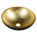MURANO BLACK-GOLD skleněné umyvadlo kulaté 40x14 cm, černá/zlatá AL5318-77