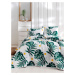 L'essentiel Set bavlněného přehozu přes postel a povlaku na polštář Lura 160x220 cm zeleno-bílé