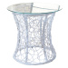 Zahradní stolek SALMAR — umělý ratan/sklo bílá