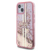 Guess PC/TPU Liquid Glitter Gold Stripe kryt iPhone 15 Pro Max růžový