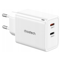 Choetech Rychlá Výkonná 65W Síťová Nabíječka Kostka 2X Usb-c Qc Napájecí Adaptér