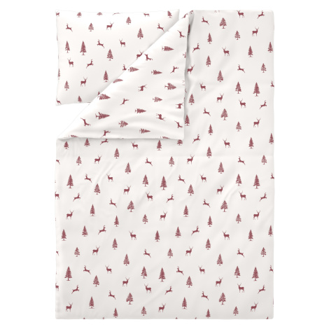 Livarno® Ložní povlečení z jemného flanelu 140 x 200 cm, 70 x 90 cm (jeleni / jedle červená)