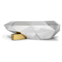 Estila Luxusní zrcadlový konferenční stolek z masivního dřeva a nerezavějící oceli Diamond 150 c