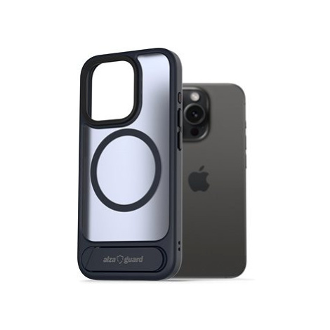 AlzaGuard Matte Case with Stand Compatible with MagSafe for iPhone 15 Pro tmavě modrý