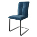 DELIFE Jídelní židle Maddy-Flex modrá samet konzolová podnož plochá černá