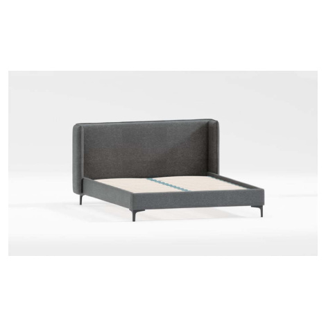 Tmavě šedá čalouněná dvoulůžková postel s roštem 140x200 cm Basti – Ropez