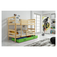 BMS Dětská patrová postel ERYK | borovice Barva: Borovice / zelená, Rozměr: 200 x 90 cm