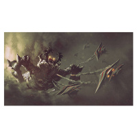 Ilustrace battle between spaceships and monster, Grandfailure, (40 x 22.5 cm)