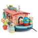 Dřevěná loďka Little Otter Canal Boat Tender Leaf Toys s 3 figurkami vyder a doplňky