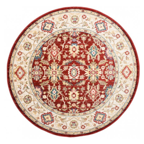 Kulatý vintage koberec červeno béžový Šírka: 170 cm