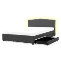 BELIANI postel s úložným prostorem a bílým LED osvětlením MONTPELLIER 180 × 200 cm, šedá