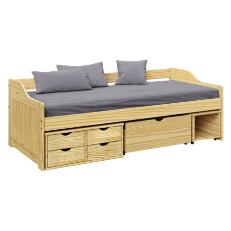 Masivní postel s úložným prostorem MAXI NEW přírodní Tempo Kondela
