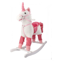 NEF Plyšový interaktivní houpací kůň s kolečky - růžový jednorožec