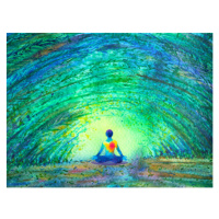 Ilustrace chakra color human lotus pose yoga, Benjavisa, 40x30 cm