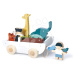 Dřevěný chlapeček a holčička se zvířátky The Friend Ship Tender Leaf Toys na vozíku, 12 dílů