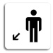 Accept Piktogram "WC muži vlevo dolů" (80 × 80 mm) (bílá tabulka - černý tisk bez rámečku)