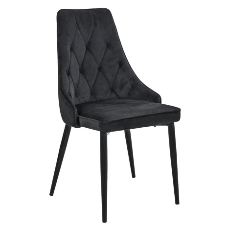 Ak furniture Sametová čalouněná prošívaná židle Eliza černá