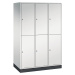 C+P Dvoupatrová ocelová šatní skříň INTRO, š x h 1220 x 600 mm, 6 boxy, korpus světlá šedá, dveř