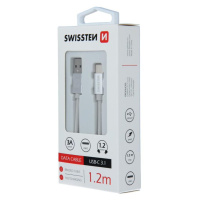 Kabel datový Swissten Textile USB / USB-C 1.2 m stříbrný