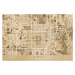 Mapa Map of Kyoto, Japan, in sepia vintage style, Blursbyai, 40 × 26.7 cm