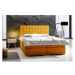 Čalouněná postel Charlize 180x200, žlutá, vč. matrace a topperu