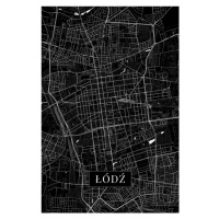 Mapa Lodz black, (26.7 x 40 cm)