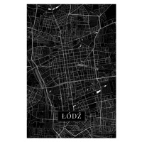 Mapa Lodz black, 26.7 × 40 cm