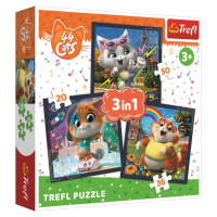 Trefl Puzzle 3v1 - Seznamte se s milými kočkami / Rainbow 44 cats