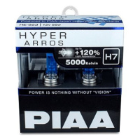 PIAA Hyper Arros 5000K H7 + 120%. jasně bílé světlo o teplotě 5000K, 2ks