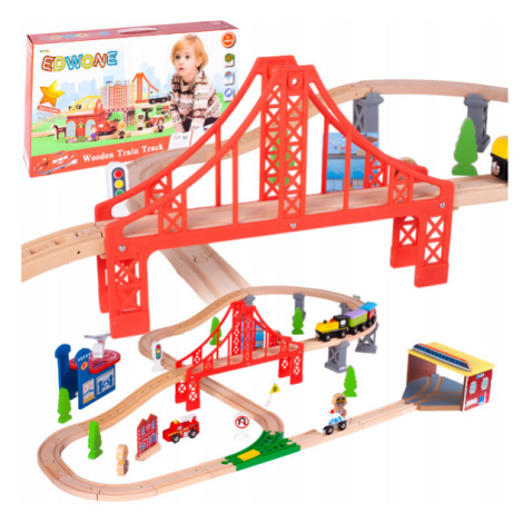 Dřevěná železnice s heliportem 70 ks Toys Group