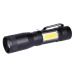 Solight LED kovová svítilna, 150 +60lm, 3W + COB, AA, černá