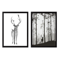 Sada plakátů v rámu 2 ks 34x44 cm Deer – Wallity