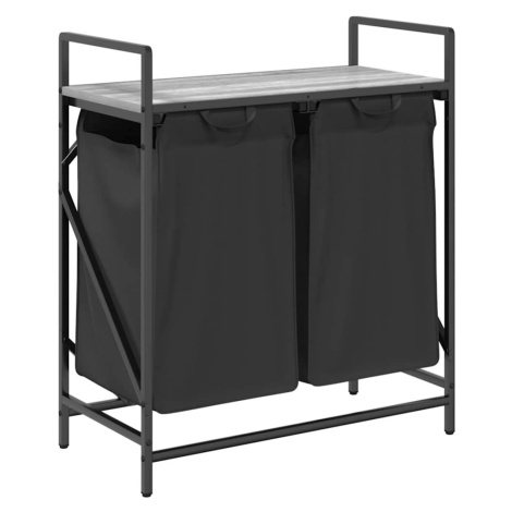 vidaXL Koš na prádlo se 2 přihrádkami a policí šedý sonoma