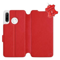 Flip pouzdro na mobil Huawei P30 Lite - Červené - kožené - Red Leather