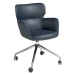 Estila Kožená modrá kancelářská židle Forma Moderna na kolečkách 80cm