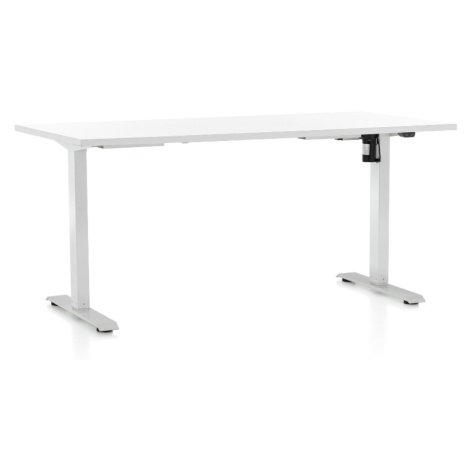 Rauman Výškově nastavitelný stůl OfficeTech A, 160 x 80 cm, bílá podnož, bílá