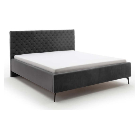 Tmavě šedá čalouněná dvoulůžková postel s úložným prostorem s roštem 180x200 cm La Maison – Meis Meise Möbel