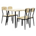 Jídelní set Roxy - 4x židle, 1x stůl (dub sonoma, černá)