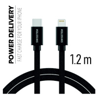 Datový kabel Swissten Textile USB-C/ Lightning 1,2 M,  black