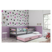 Dětská postel s výsuvnou postelí ERYK 200x90 cm Šedá Ružové