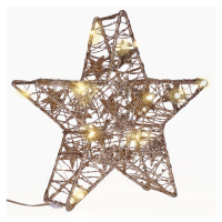 SOLIGHT 1V240 vánoční hvězda glitter, zlatá, kovová, 14x LED, 2x AA