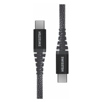 SWISSTEN odolný datový kabel USB-C - USB-C, 60W, kevlarový, 1.5m, černá - 71542010