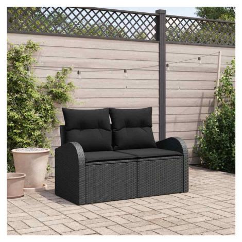 vidaXL Zahradní sofa s polštářem Černá 124 x 62 x 69cm polyratan