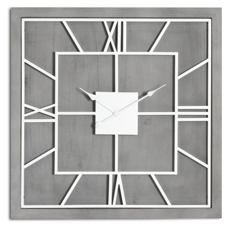 Estila Moderní jedinečné čtvercové nástěnné hodiny Stormhill s římskými číslicemi stříbrné barvy
