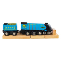 Bigjigs Rail Dřevěná replika lokomotivy Mallard + 3 koleje