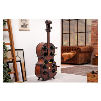 Estila Masivní stylová vinotéka Braley ve tvaru violoncella hnědé barvy s deseti přihrádkami na 