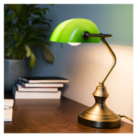 Klasická stolní lampa/notářka bronzová se zeleným sklem - Banker