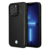 Kožené pouzdro BMW s diamantovým vzorem pro iPhone 14 Pro - černé