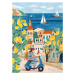 Ilustrace Travel poster woman on the Amalfi coast, Lorenzo A Roe, 30 × 40 cm